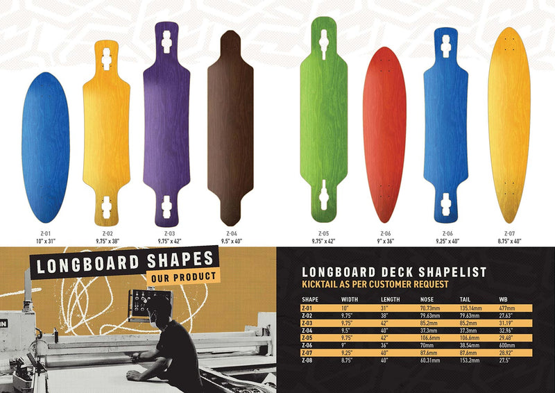 Longboard Shapes Z-01 to Z-07