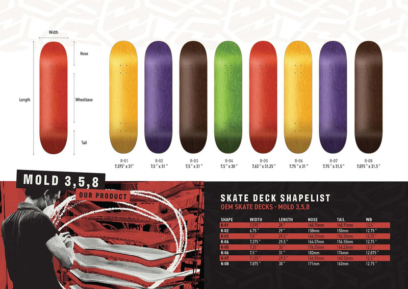 Skateboard Shapes R-01 to R-08